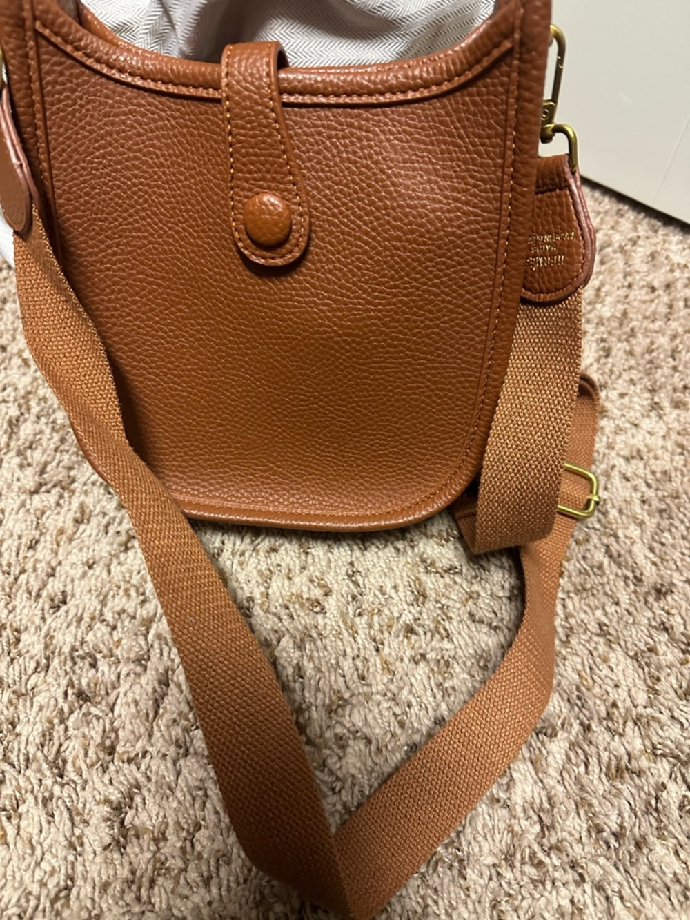 Hermes-style Brown Crossbody Bag with Perforated H Logo - Picture 2 of 2